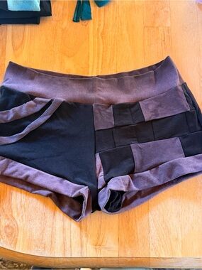 Women’s Bamboo Cotton Black and Purple Patchwork Shorts